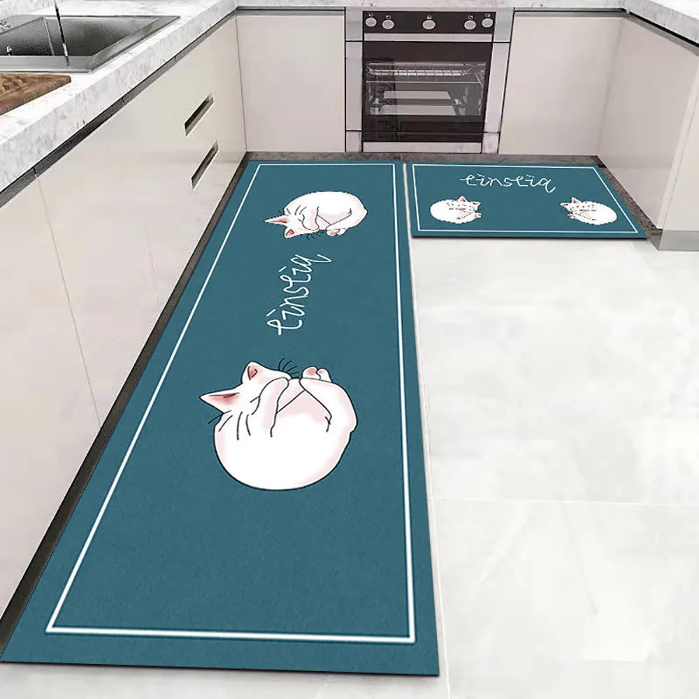 Crystal velvet kitchen mat non-slip, oil-proof, erasable, non-washable, waterproof, oil-absorbent and dirty-resistant carpet