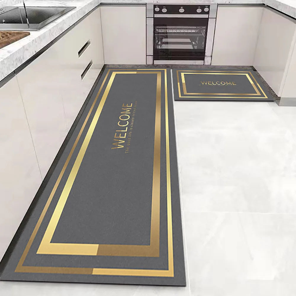 Crystal velvet kitchen mat non-slip, oil-proof, erasable, non-washable, waterproof, oil-absorbent and dirty-resistant carpet