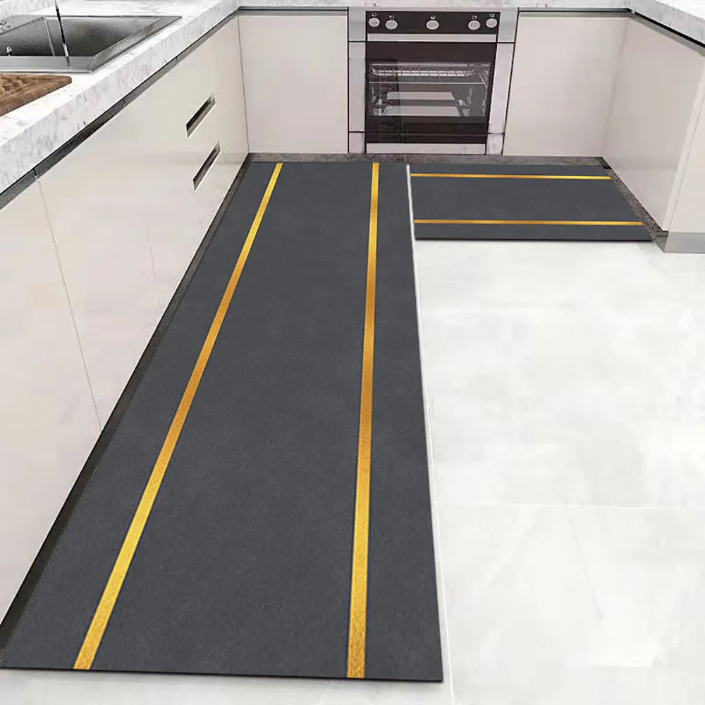 Crystal velvet kitchen mat non-slip, oil-proof, erasable, non-washable, waterproof, oil-absorbent and dirty-resistant carpet