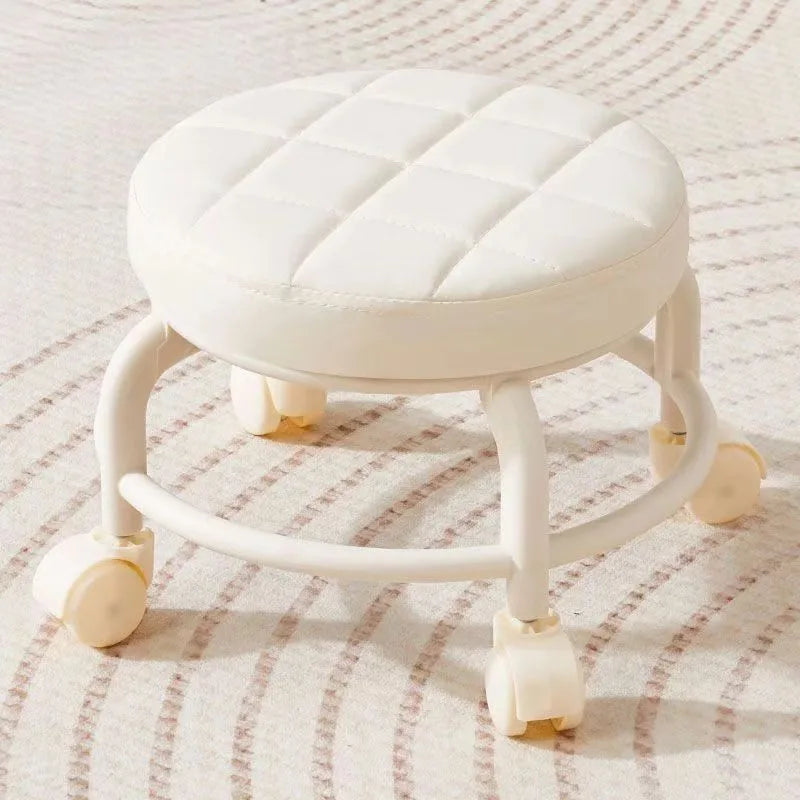 Pulley, Low Stool, Universal Wheel, Small Stool, Seat with Wheels, CHILDREN'S Multi-functional Shoe Changing Stool, round Stool