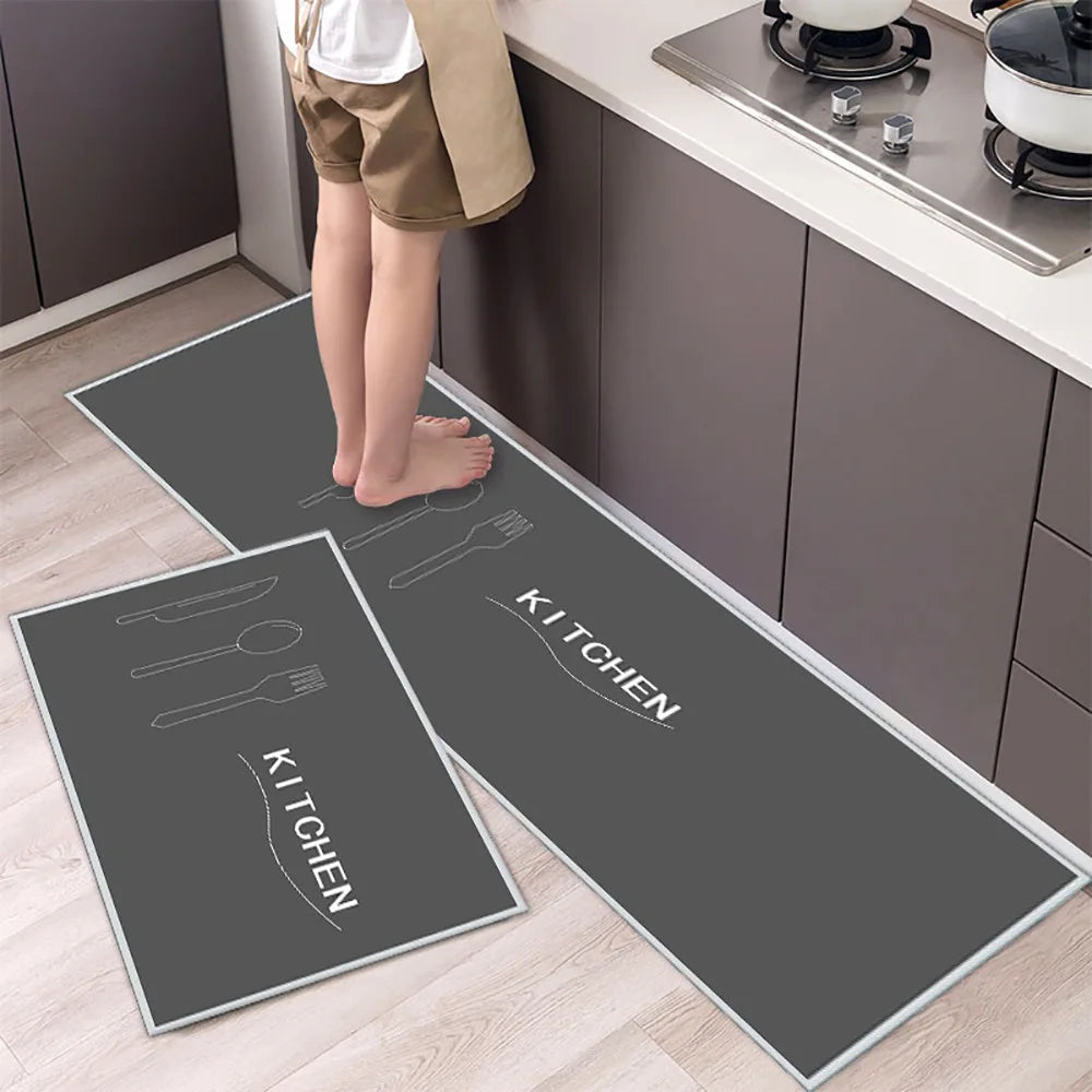 Crystal velvet kitchen mat non-slip, oil-proof, erasable, non-washable, waterproof, oil-absorbent and dirty-resistant carpet