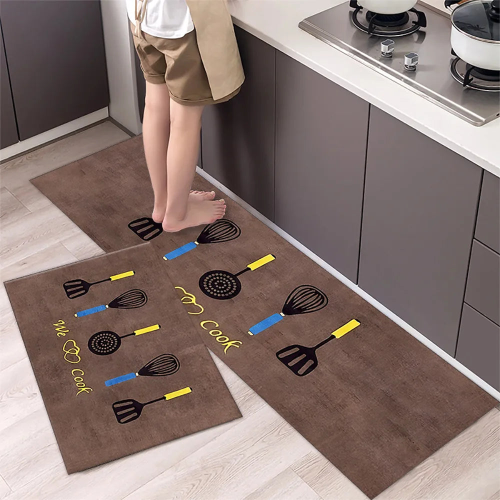 Crystal velvet kitchen mat non-slip, oil-proof, erasable, non-washable, waterproof, oil-absorbent and dirty-resistant carpet