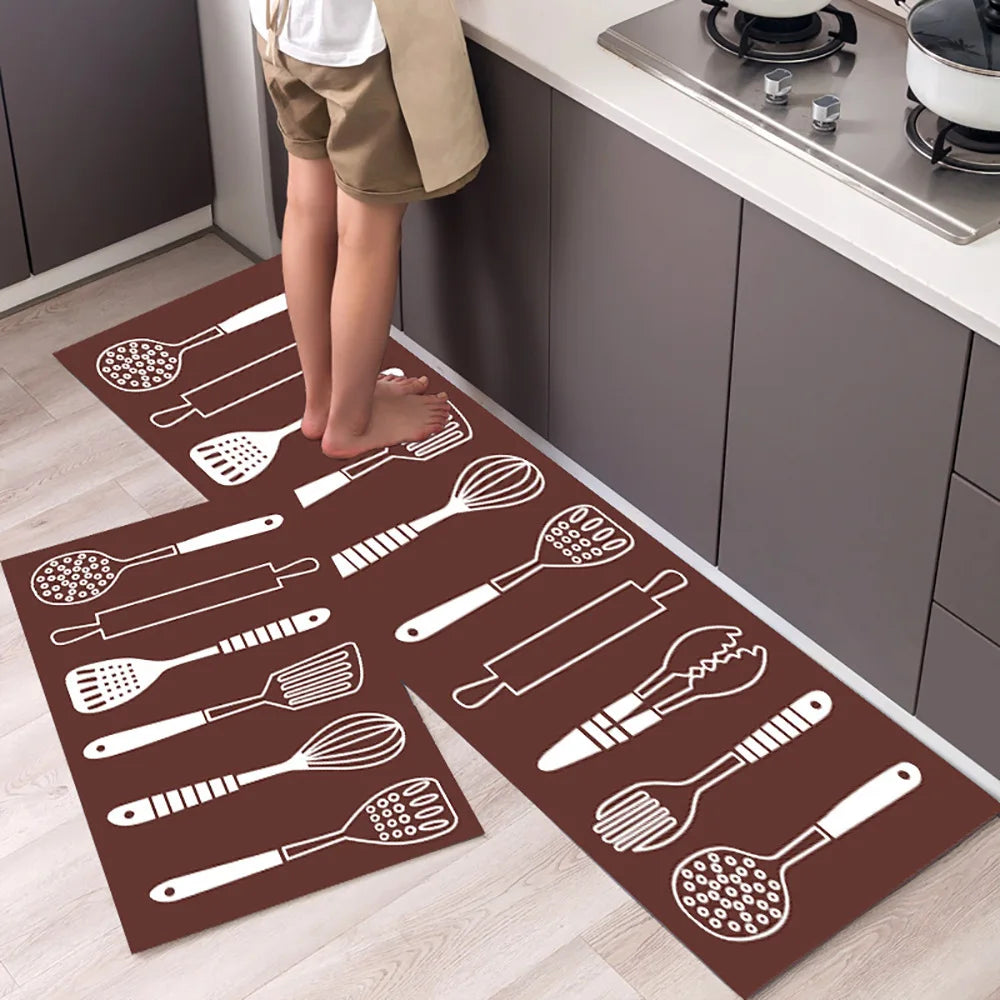 Crystal velvet kitchen mat non-slip, oil-proof, erasable, non-washable, waterproof, oil-absorbent and dirty-resistant carpet